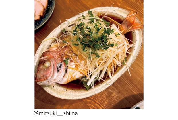 白ねぎたっぷりの鯛の香味蒸し