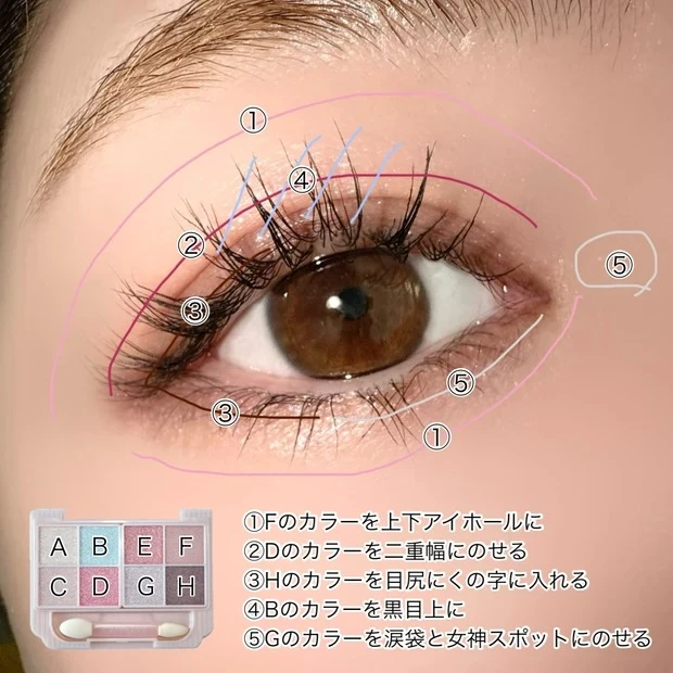 プティパレットアイズ S01オーロラキャンディ メイク