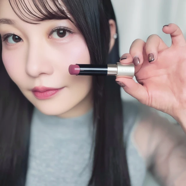 RMKルミマットリップカラー04フィグフレッシュを塗ったリップメイクの仕上がりと商品