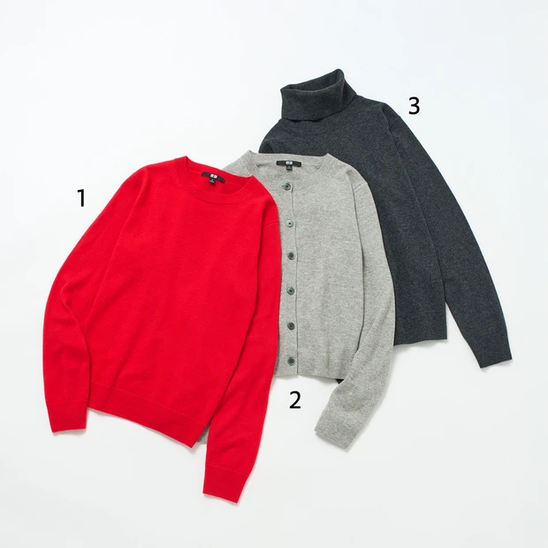 ユニクロ UNIQLO カシミヤニット カシミアクルーネックショートカーディガングレー カシミアクルーネックセーター カシミアタートルネックセーター