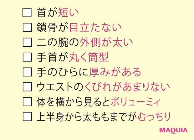 骨格ストレートタイプの特徴は?_骨格ストレートタイプは肉感的なメリハリボディでバストや腰の位置が高い_1