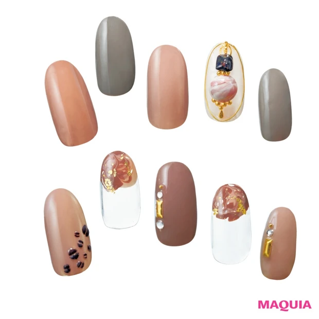 ニットやセーターとも好相性！ ほっこりカフェカラーのネイルでおしゃれ冬支…