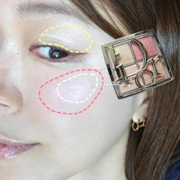 2025MYベスコスハイライト③Dior バックステージ グロウ マキシマイザー パレット 004 ローズゴールドグロウの使い方