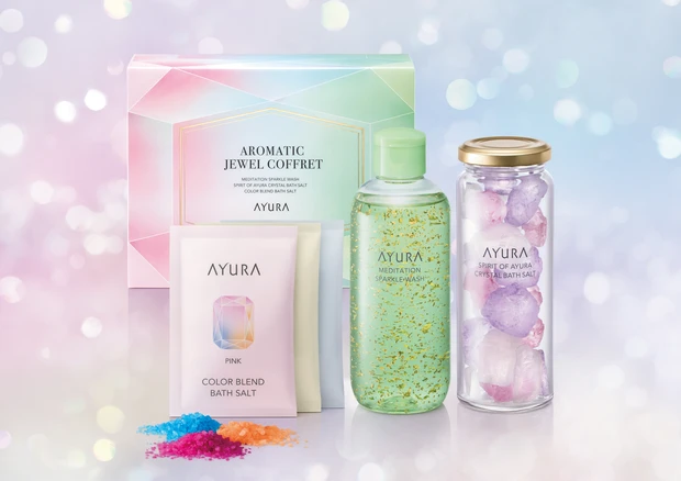 金箔入りボディウオッシュ！入浴剤を混ぜて色遊び。遊び心満載のアユーラ　アロマティックジュエルコフレ_2_1