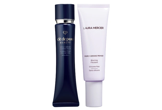 （右から）ピュア キャンバス プライマー ブラーリング 50ml ￥4950／ローラ メルシエ ジャパン、ヴォワールコレクチュール n SPF25・PA＋＋ 40g ￥7150／クレ・ド・ポー ボーテ