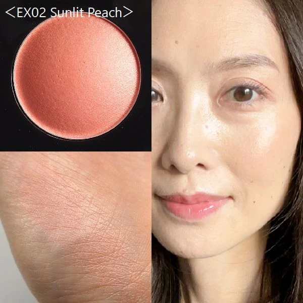 「Celvoke ルミナスドーム ブラッシュ＜EX02 Sunlit Peach＞」スウォッチ