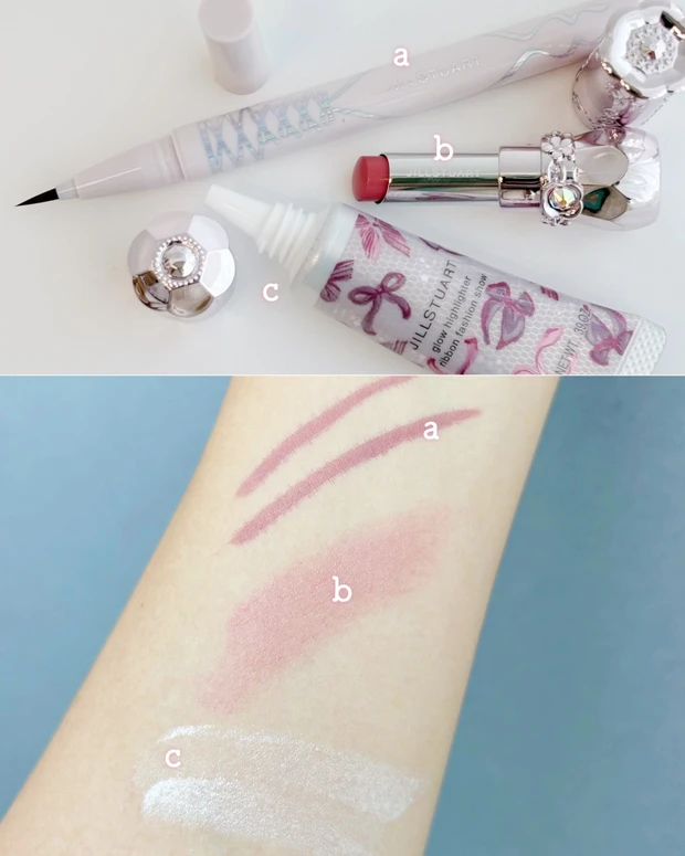 ジルスチュアート アイライナー・リップ・ハイライトのスウォッチ