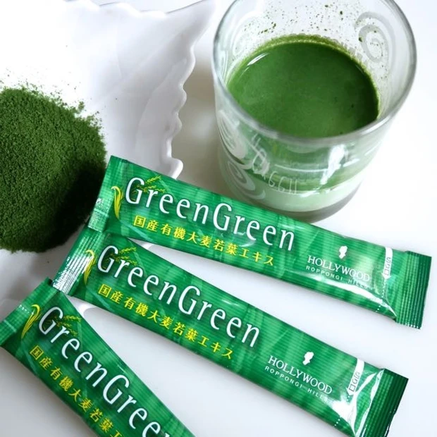 100%オーガニック 安心・上質の国産有機(大分県産)の大麦若葉を粉末化した葉緑素ドリンク◆ハリウッド化粧品「GreenGreen」お野菜高騰時期の今こそ毎日飲みたい。