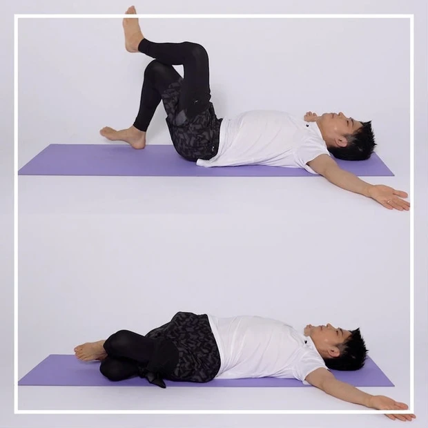 睡眠ダイエット<基本編>5. ウエストを左右にねじってシェイプアップ