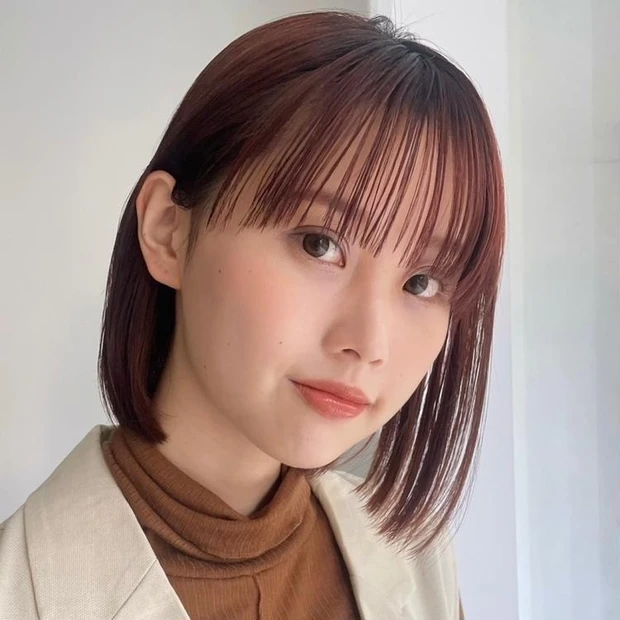 ボブ ヘア 髪型 ヘアスタイル 30代 40代 大人 ヘアカラー 前髪あり ピレンジ おしゃれ
