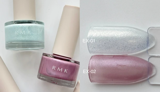 RMK シャイン ラッシュ ネイルカラー EX01、EX02 スウォッチ