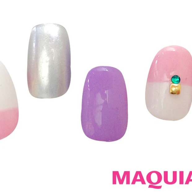 ピンクとホワイトの配色がモテ♡ フェミニンなバイカラーネイル