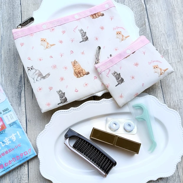 レスポートサック×マキアコラボ 猫×桜柄Wポーチセット