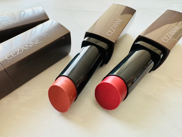 セザンヌのリップカラーシールド 06 ロゼベージュ、07 スイートローズ