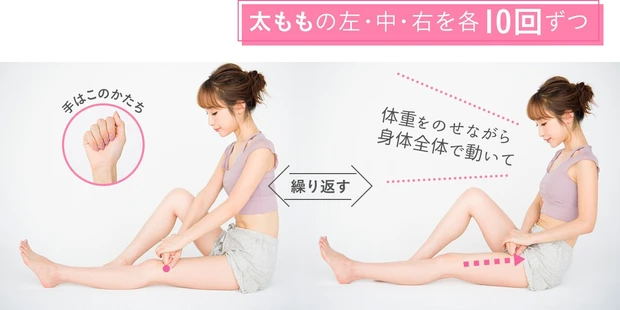 1.内ももと外ももをほぐす「太もも痩せマッサージ」