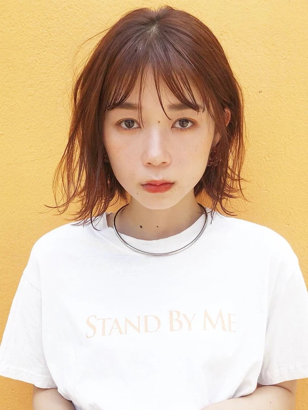 レングスキープでイメチェンできる、艶やかオレンジベージュボブ