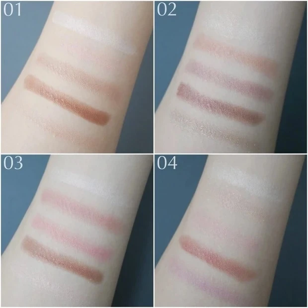 JILL STUART（ジルスチュアート） ブルームクチュール アイズ【2022年春新色】01・02・03・04のスウォッチ