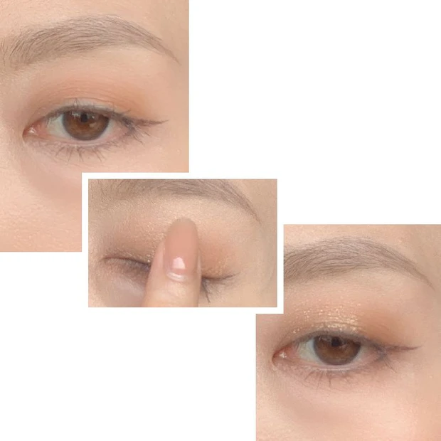 ＜004 Timeless Gold＞でスパークルカラーaの使用前後の比較