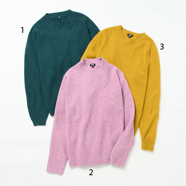 ユニクロ UNIQLO メンズセーター メンズニット プレミアムラムクルーネックセーター 3DスフレヤーンVネックセーター スフレクルーネックセーター