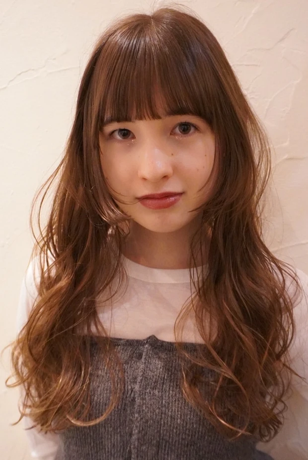 髪型 ロング ロングヘア 前髪あり 姫レイヤー 正面