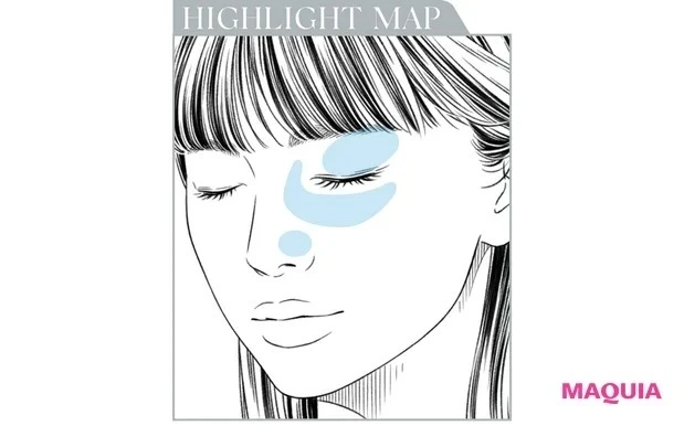 上質フェイスパウダーをハイライト使い_すんと上向きの涼しげ印象に格上げし、好感度高めのシルキーなツヤに。