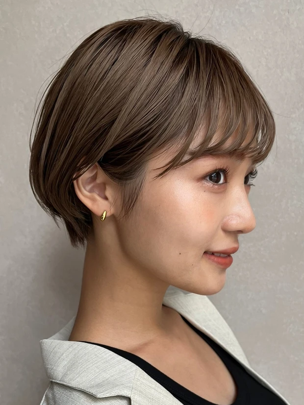 髪型　ショート　ショートヘア　前髪あり　サイド