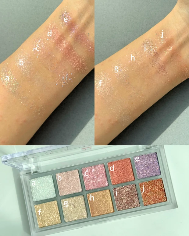 どんなパーソナルカラーにもおすすめ　ロムアンド　rom&nd　ベターザンパレット　00 ライト&グリッターガーデン スウォッチ