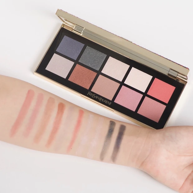 イヴ・サンローラン ボーテ「パレット ドレスミー ワイルド」を肌タイプ別に全色スウォッチ! 10色入りアイ&フェイスカラーパレットの魅力は全員一致でこの色【クリスマスコスメ2020】