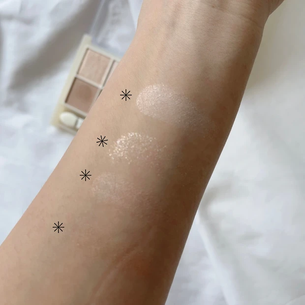 セザンヌ「ペールトーンアイシャドウ」01コットンベージュをスウォッチ！ブルベ夏の元美容部員がご紹介(^^)/_3