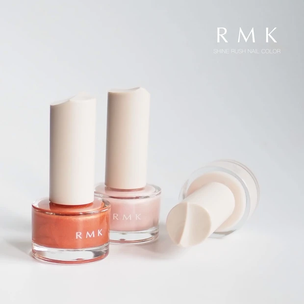 「RMK シャイン ラッシュ ネイルカラー」＜01 ポーセリン ドリーム＞＜02 ノーズキス ピンク＞＜10 タンジェリン テイルズ＞