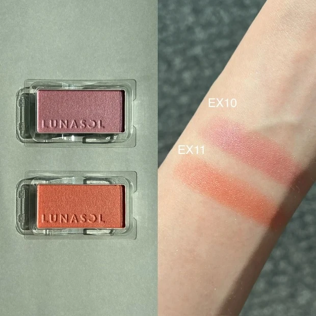 2024年夏新色チーク_ルナソル カラーリングシアーチークス(グロウ)EX10/EX11_スウォッチ