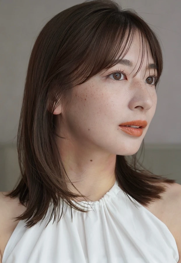 髪型 ミディアム シースルーバング レイヤーミディアム 前髪あり サイド