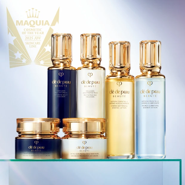 マキア ベストコスメ2025下半期 スキンケアライン部門 1位 クレ・ド・ポー ボーテ ローションエサンシエル C、ローションエサンシエル A、エマルションプロテクトゥリス（ジュール）、エマルションアンタンシヴ（ニュイ）、クレームプロテクトゥリス R（ジュール）、クレームアンタンシヴ R（ニュイ）