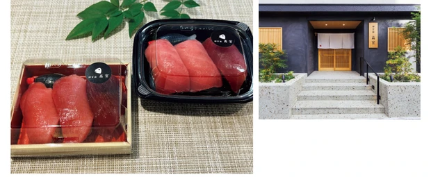 「刺身や串かつも好き」（右）メバチマグロにぎり ￥972、（左）ミナミマグロにぎり ￥1944