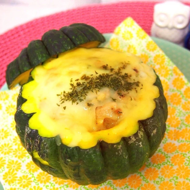 ハロウィンに喜ばれる♪  15分で完成☆超簡単「かぼちゃのグラタン」