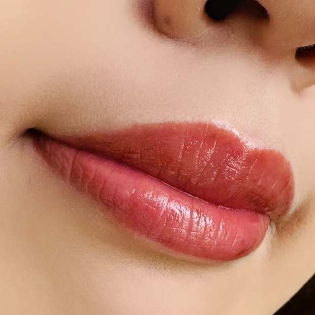 &beのシアーリップ(カシスブラウン)スウォッチ