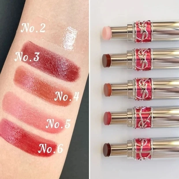 YSL（イヴ・サンローラン）の2022春新色リップ_ルージュ ヴォリュプテ キャンディグレーズのスウォッチ1