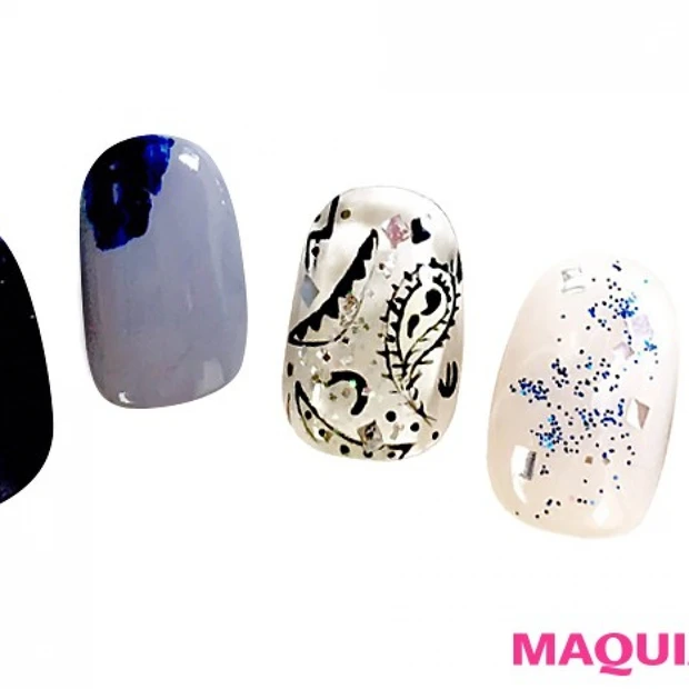 秋の２トップカラー「グレー＆ネイビーネイル」でアーティスティックな指先に…