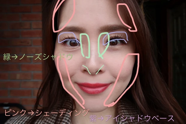 KANEBO  シャドウオンフェース　使用箇所