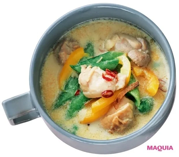 【冷え予防におすすめスープレシピ】豆乳と、鉄を含む鶏肉が効果のカギ「鶏肉と豆乳のエスニックスープ」