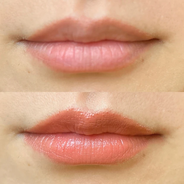 輪郭をとり、マットリップを塗った状態