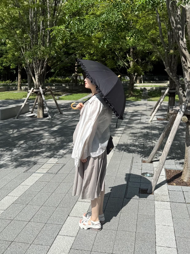 サンバリア100 折りたたみ日傘 ２段折 フリル