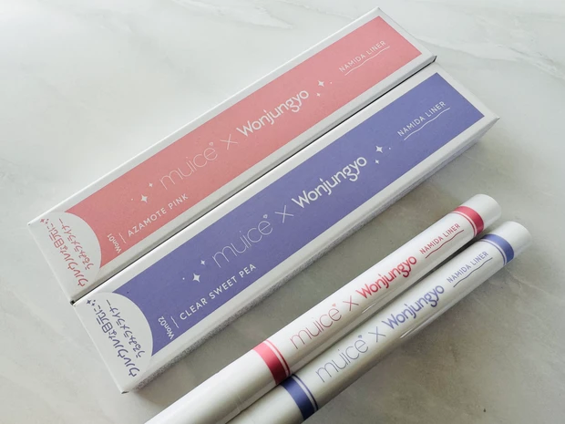 うるみリキッドライナーのWon01 あざモテピンクとWon02 クリアスイートピーのスウォッチ