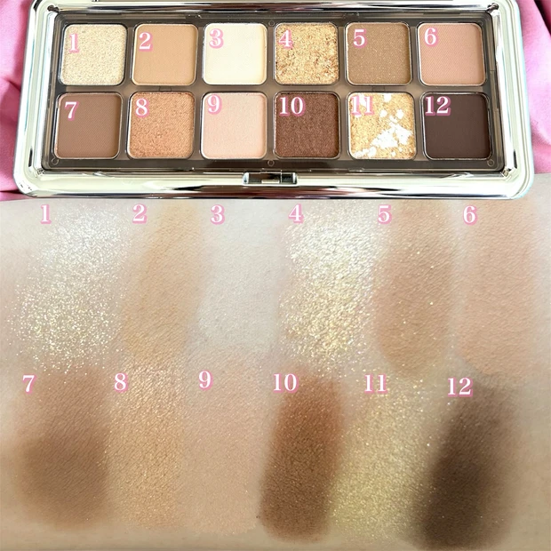 ニューテイク アイシャドウパレット G クワイエットブラウン スウォッチ