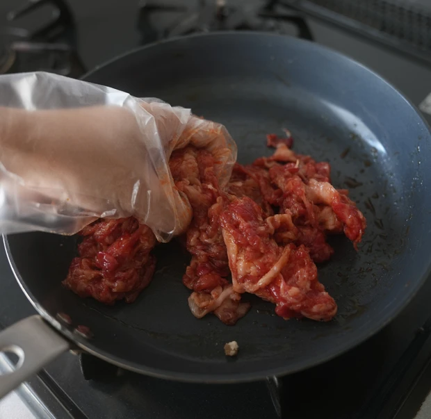 ももせ　レシピ　韓国料理　牛肉と豆もやしのプルコギ風炒め　作り方 1