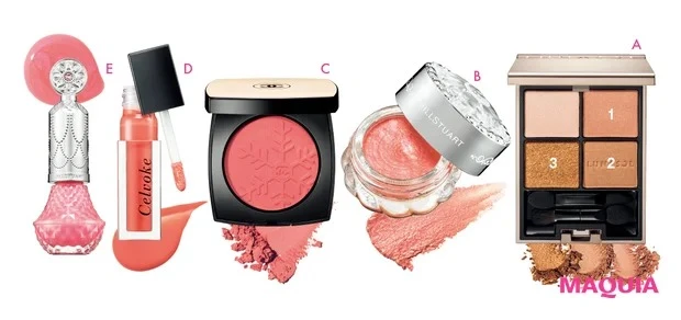 【春メイク2024】1. ベージュ×透けるピンクを重ねた大人の春メイク　使用コスメ