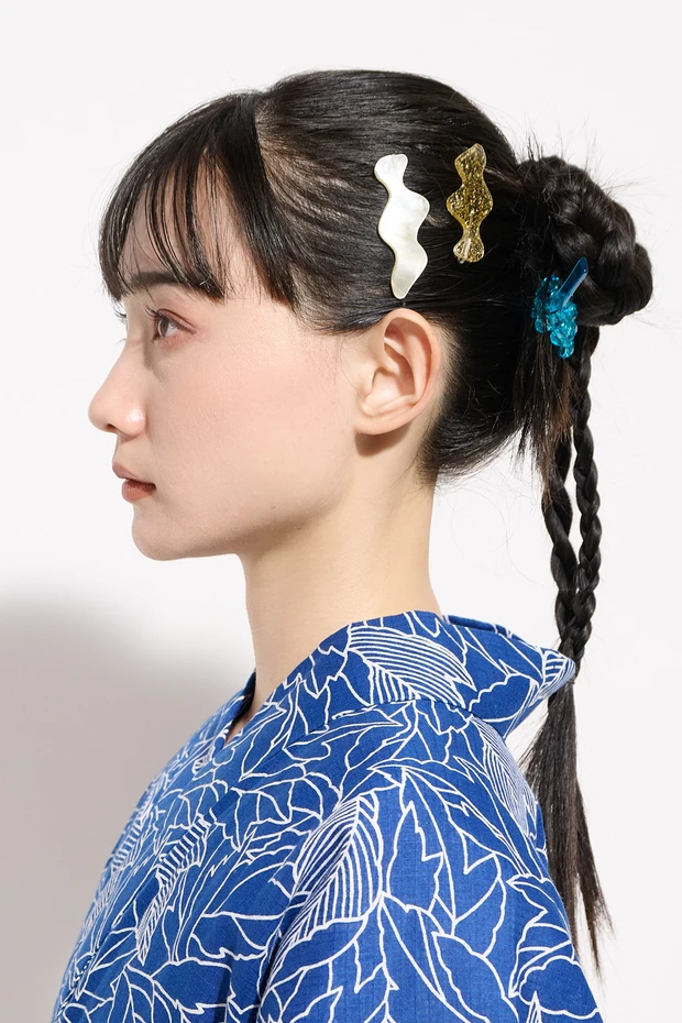 浴衣ヘアアレンジ ロング 編みおろし 左サイド