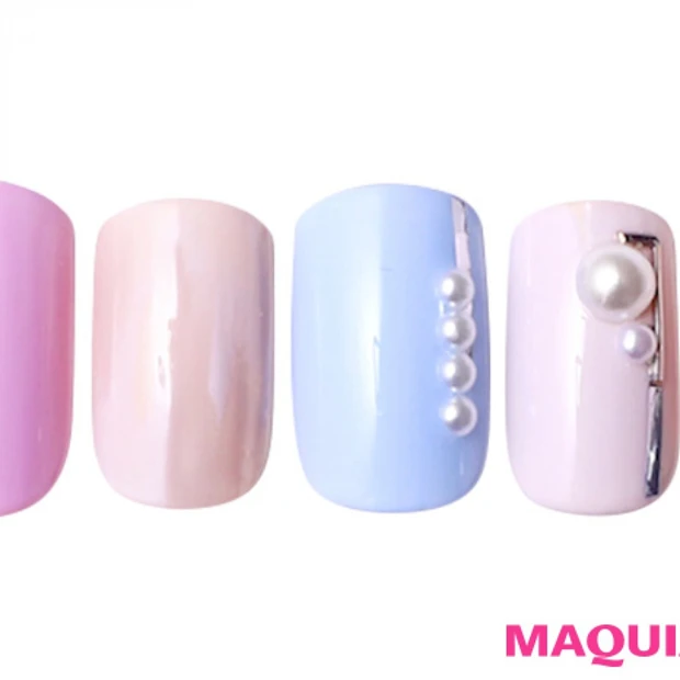 シンプルなのにおしゃれな「ピンク＆パール」ネイルで、ハイセンスな指先に