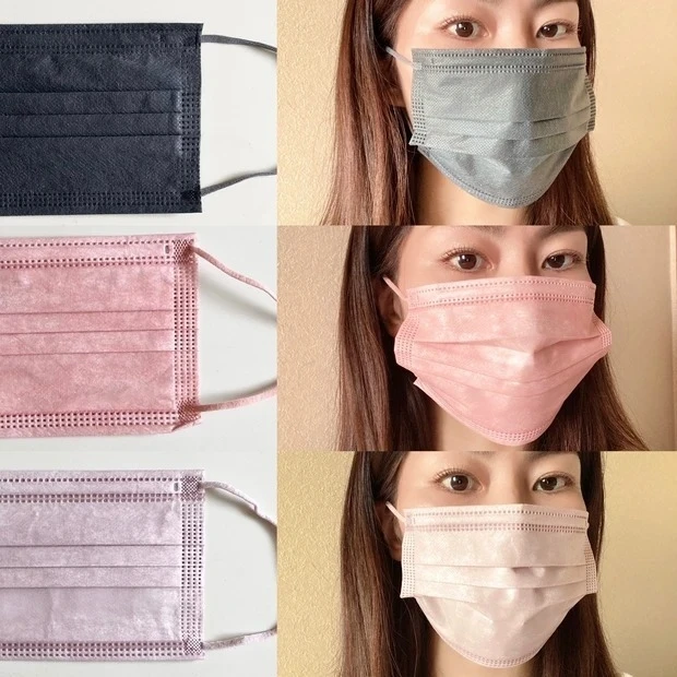 くすみカラーの不織布マスクでカワイイと安心を両方GET_DARK GRAY、ROSE、LILACの3色比較