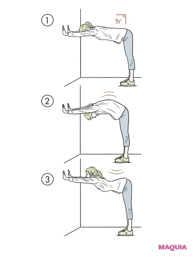 壁を使った腰のストレッチ
